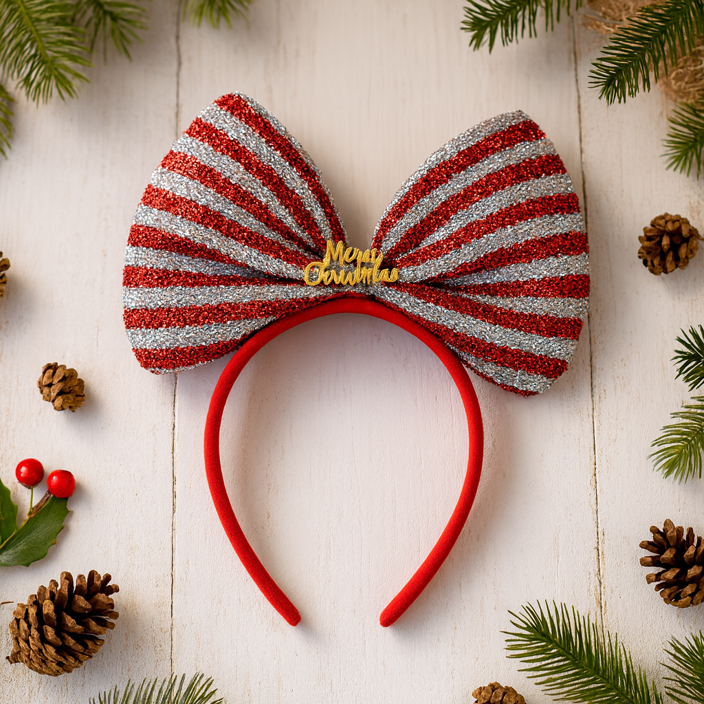 Diadema navideña con moño y luces LED - Dressygt