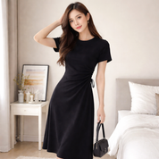 Vestido midi con fruncido a un costado - Dressygt