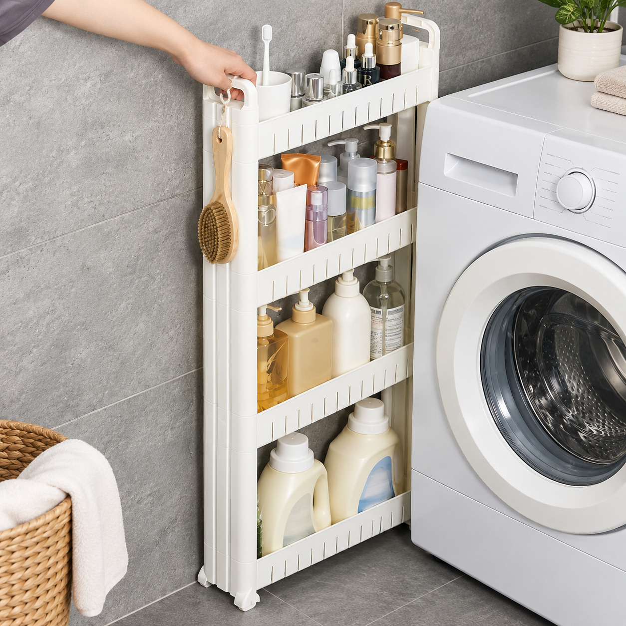 Estante organizador de 4 niveles con ruedas