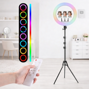 Aro de Luz LED RGB con 3 soportes para celular y trípode