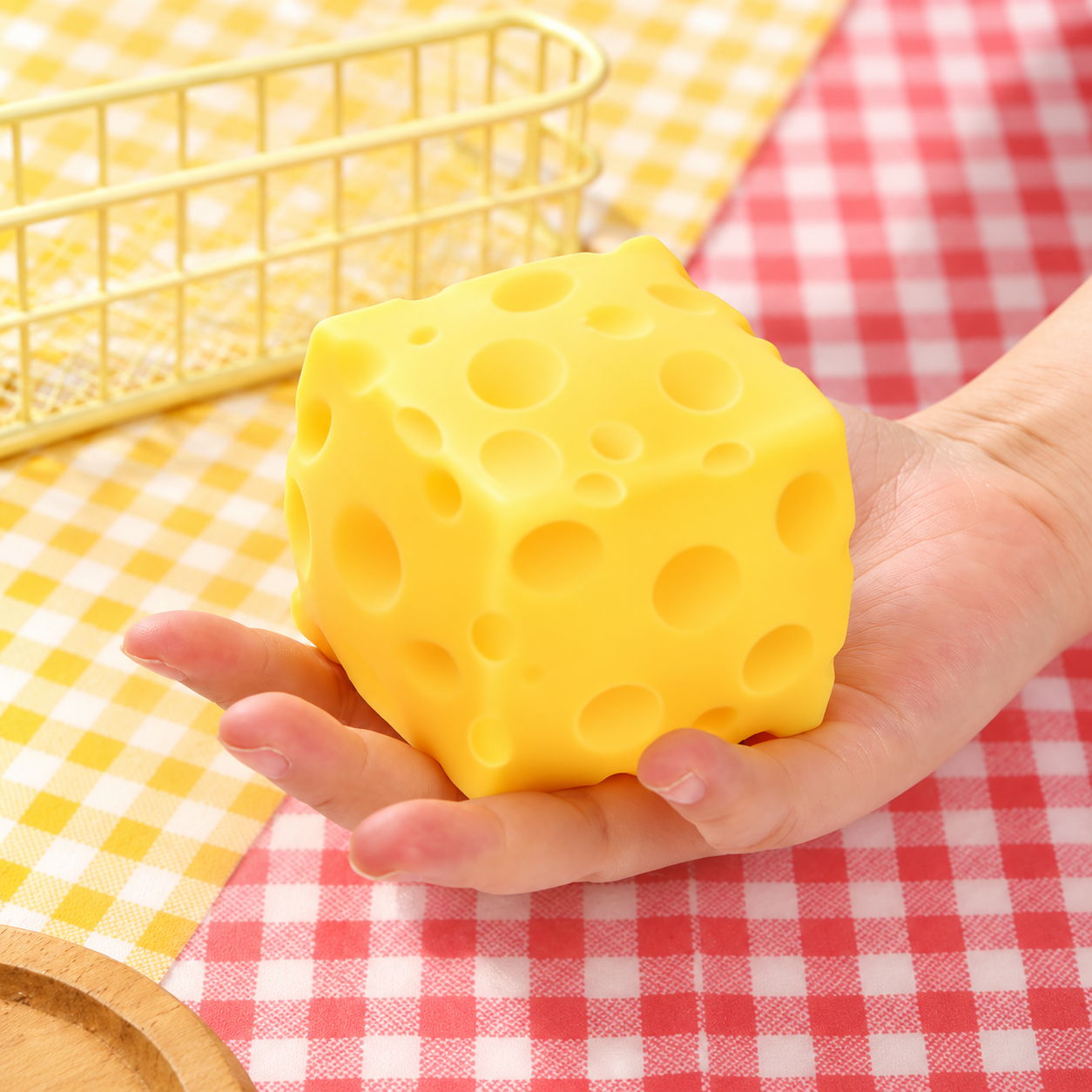 Squishy antiestrés en forma de queso