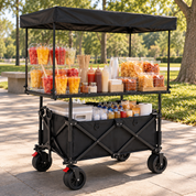 Carrito plegable con techo y mesa