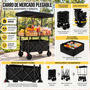 Carrito plegable con techo y mesa