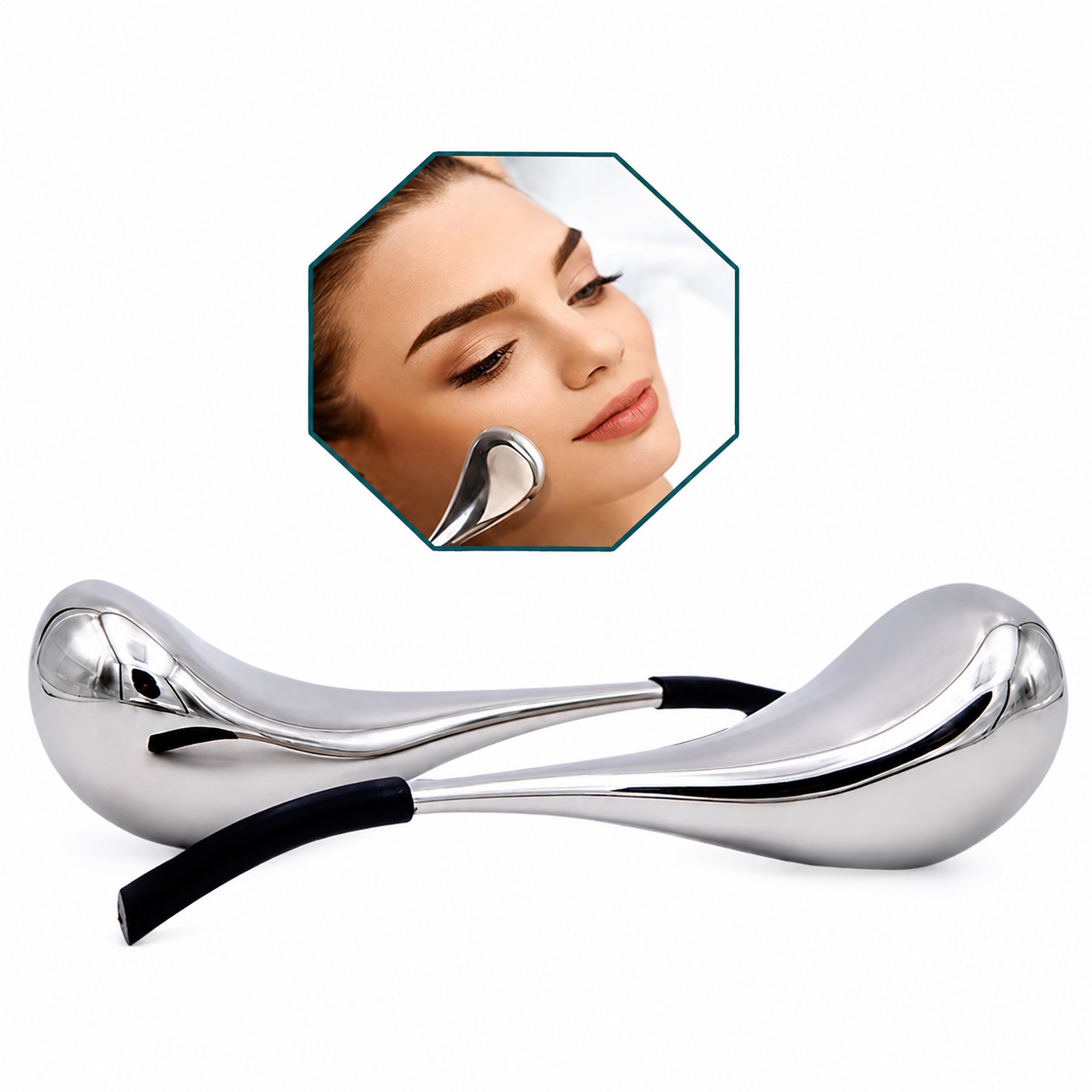 Masajeador facial metálico efecto frío