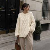 Suéter Oversize Tejido de Punto Trenzado