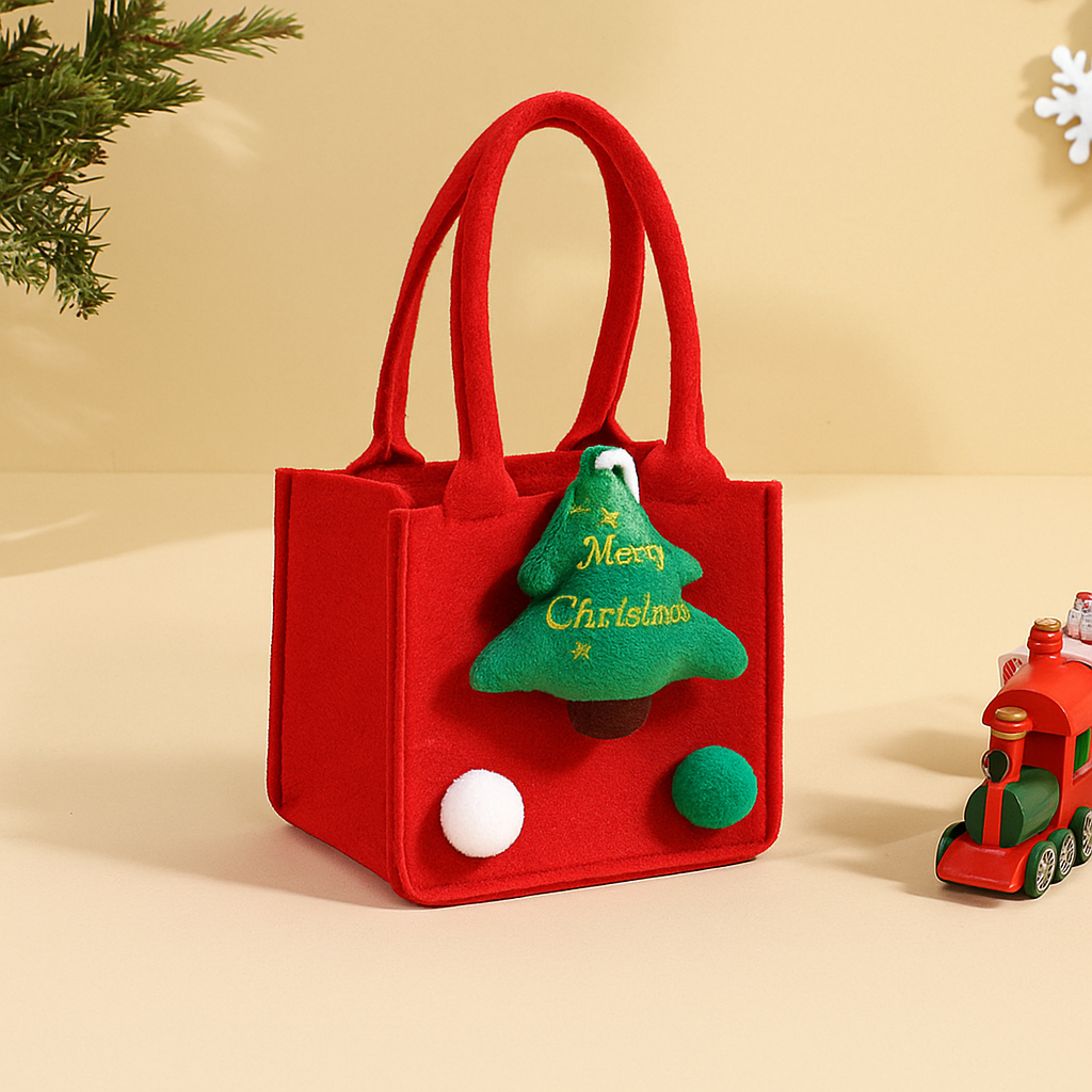Mini bolsa navideña de fieltro con diseño 3D