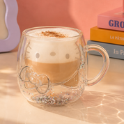 Taza de vidrio de doble pared con diseño de Hello Kitty
