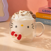 Taza de vidrio de doble pared con diseño de Hello Kitty