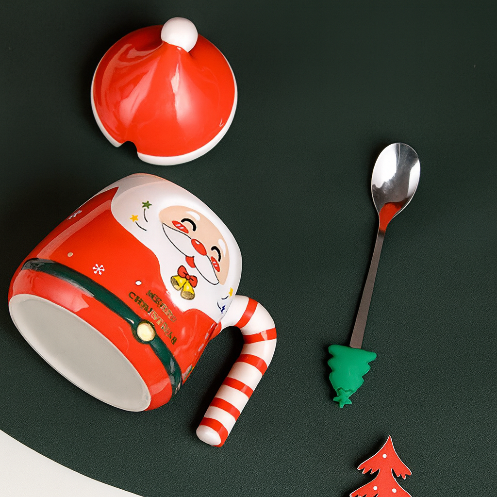 Taza navideña Santa Claus con tapa