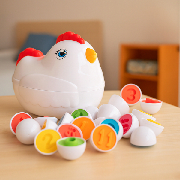 Juguete interactivo de huevos y formas