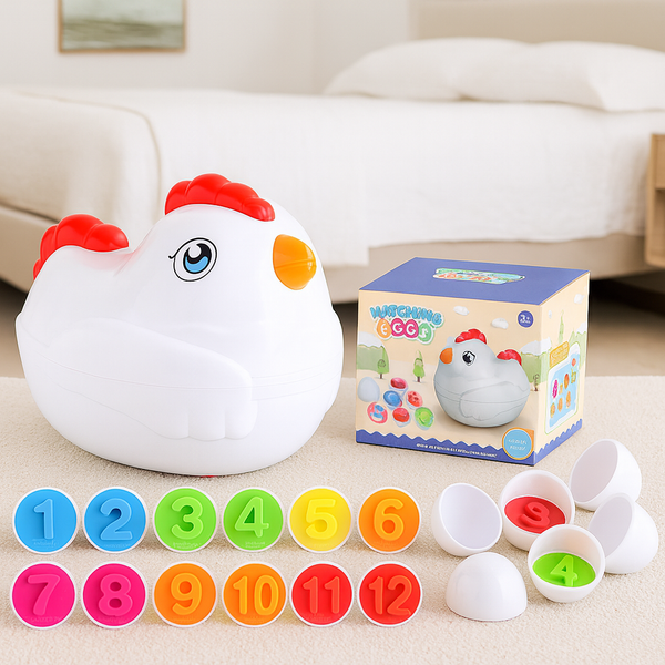Juguete interactivo de huevos y formas