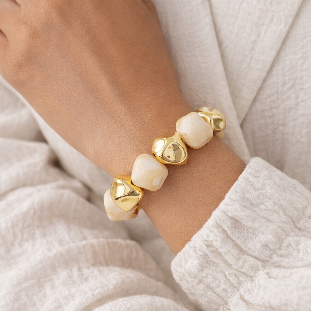 Pulsera elástica de piedras bicolor - Dressygt