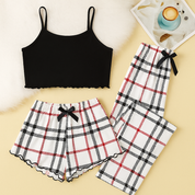 Pijama de 3 piezas de cuadros