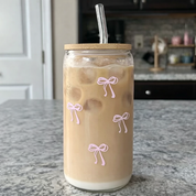 Vaso de vidrio con diseño de moñas - Dressygt