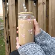 Vaso de vidrio con diseño de moñas - Dressygt