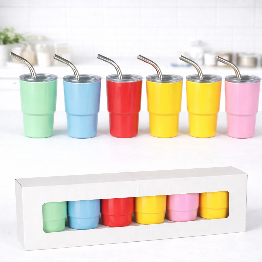 Set de 6 mini termos de 100 ml de acero inoxidable