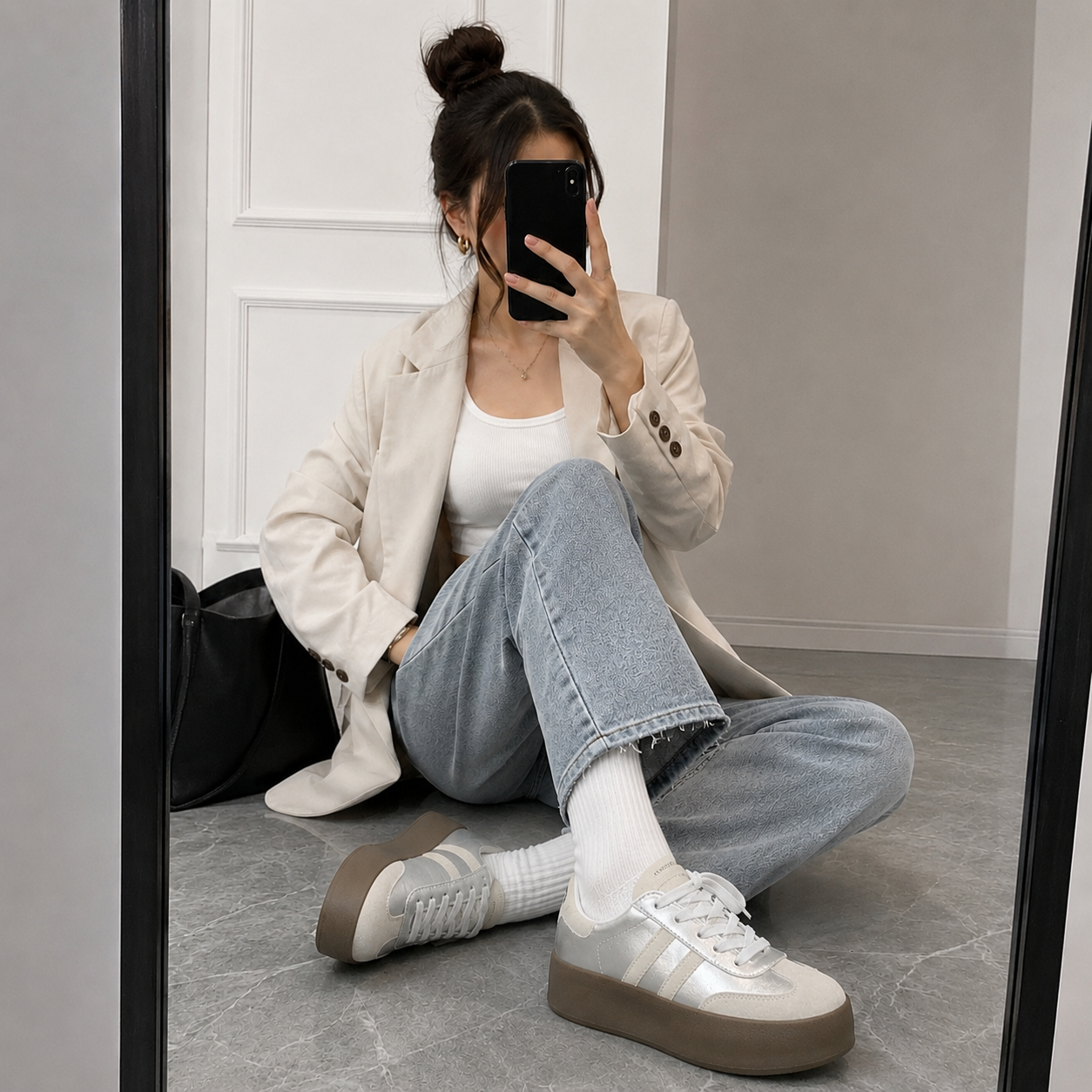 Tenis de Plataforma Plateados para Mujer