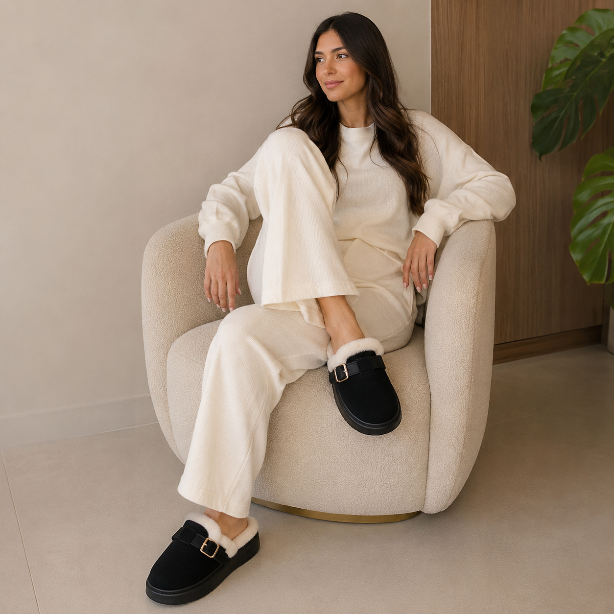 Pantuflas estilo Zuecos con interior afelpado