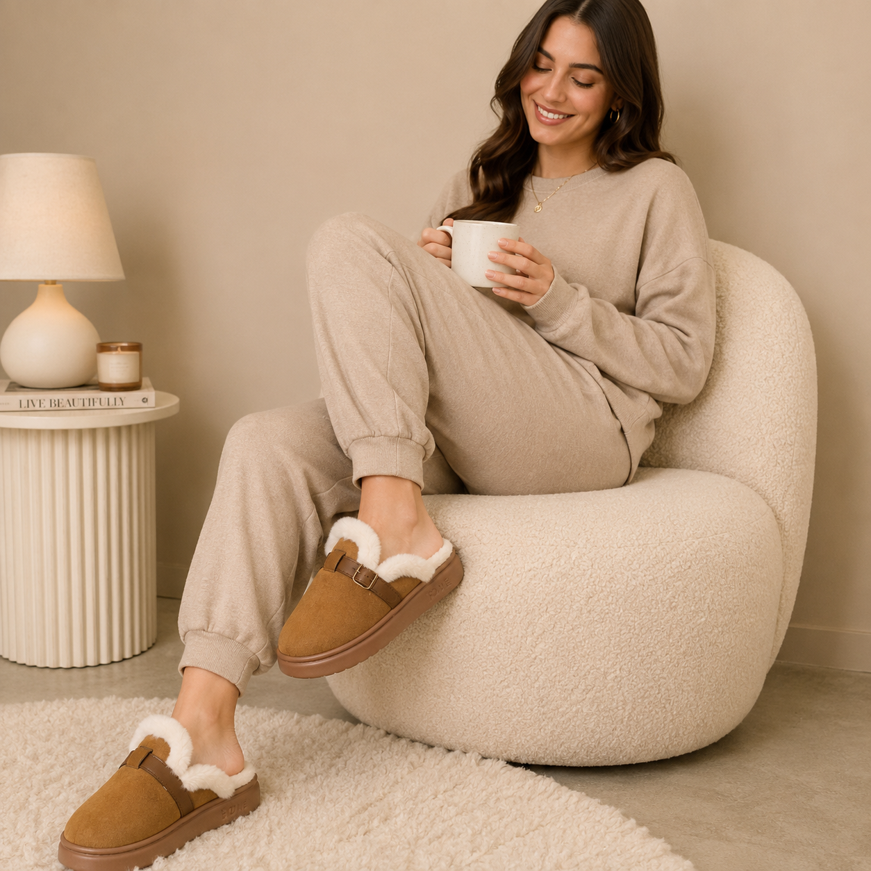 Pantuflas estilo Zuecos con interior afelpado