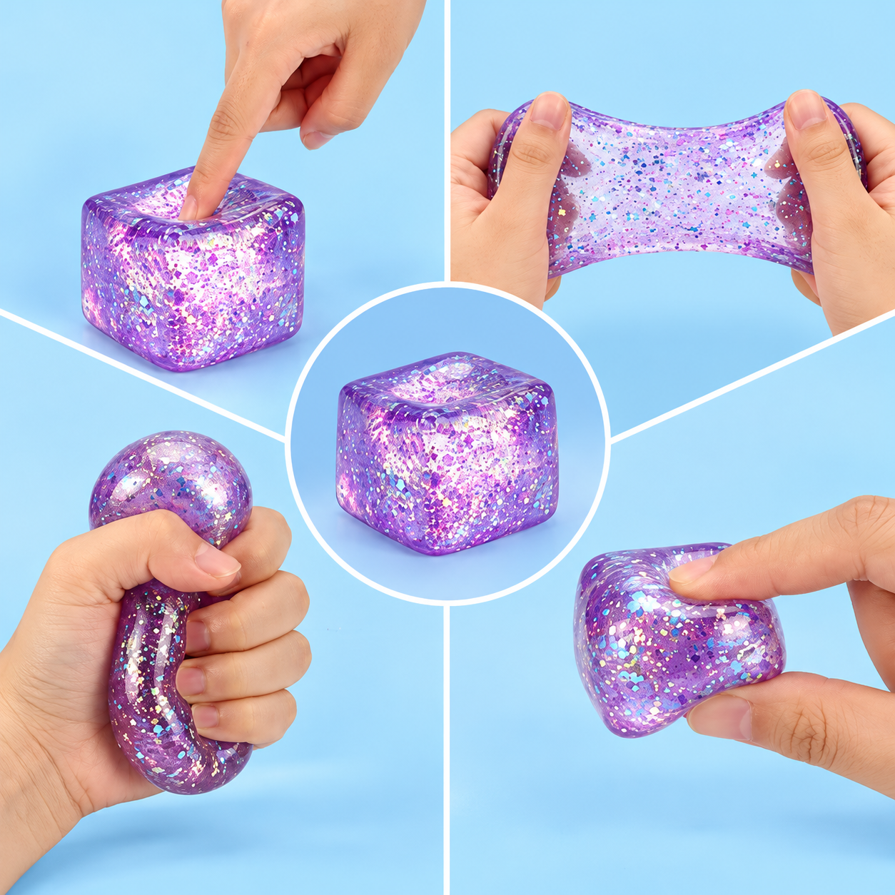 Cubo squishy con glitter antiestrés - Dressygt