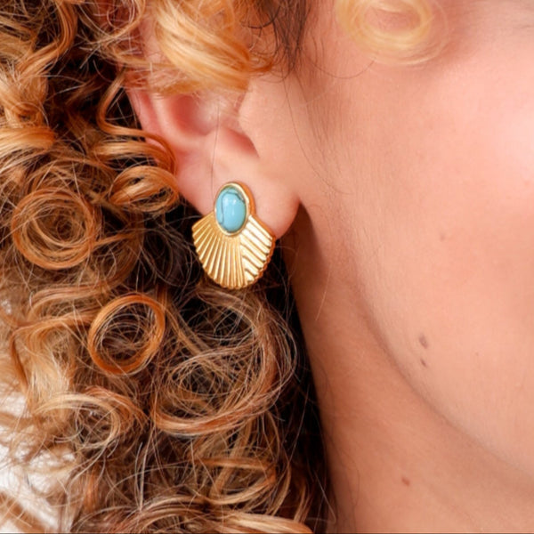Aretes dorado y verde