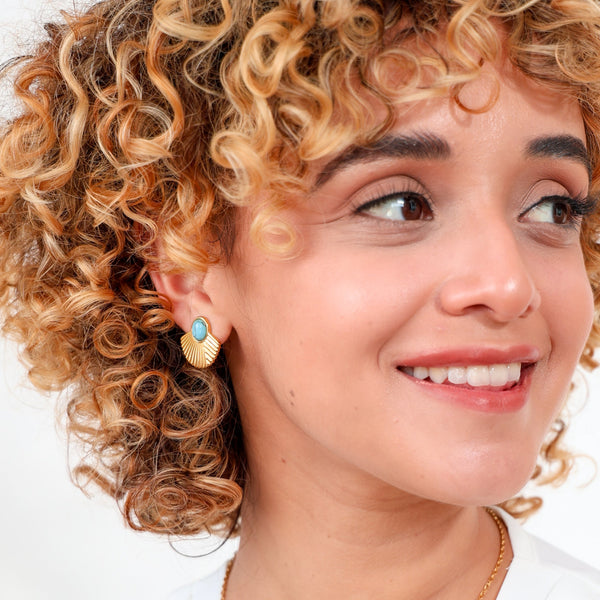Aretes dorado y verde