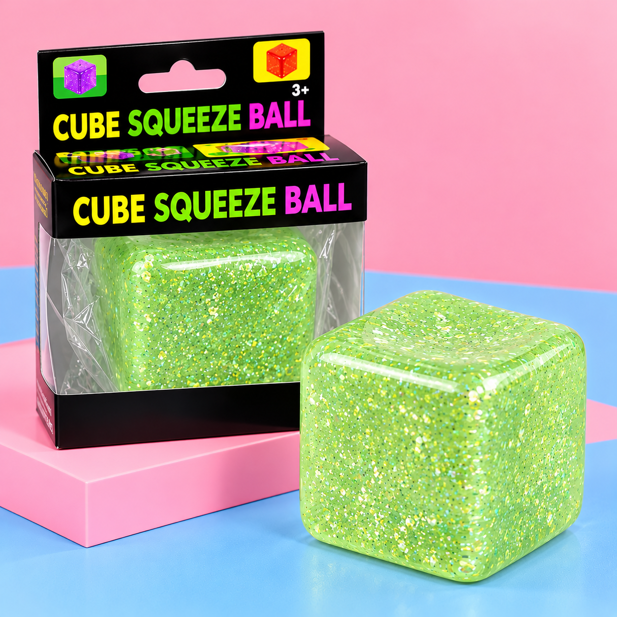 Cubo squishy con glitter antiestrés - Dressygt