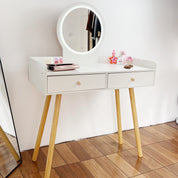 Vanity de madera con espejo redondo - Dressygt