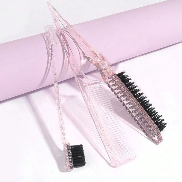 Set de 3 cepillos para el cabello de glitter