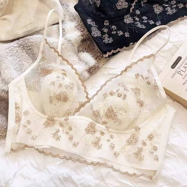 Bralette de tela ligera con encaje