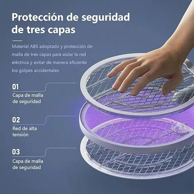 Raqueta eléctrica mata mosquitos recargable
