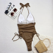Traje de baño halter fruncido - Dressygt