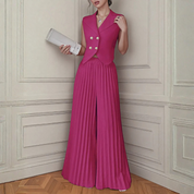Conjunto elegante de chaleco y pantalón plisado - Dressygt