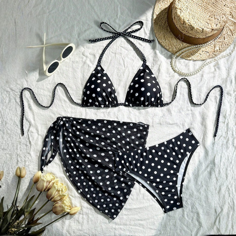 Traje de baño negro con lunares - Dressygt