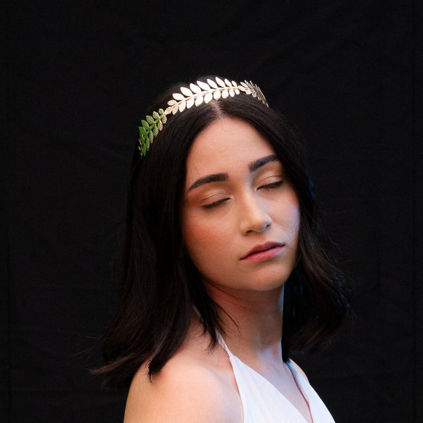 Diadema de hojas gold