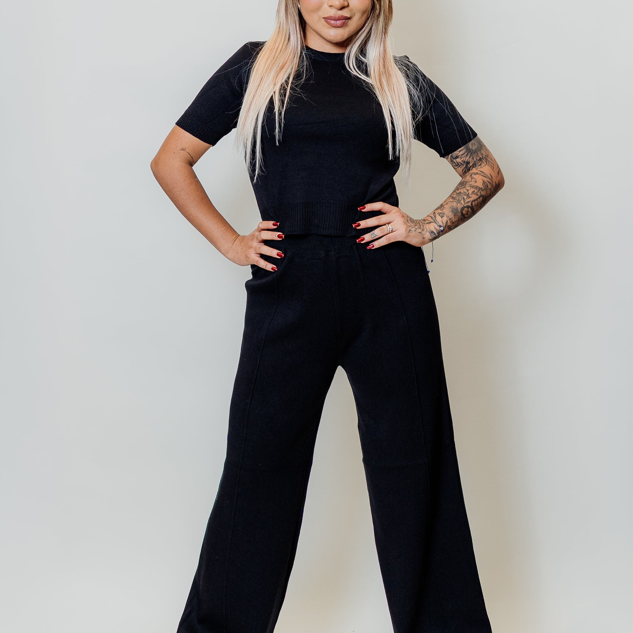 Conjunto de dos piezas manga corta y palazzo