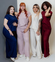 Conjunto comfy manga corta y pantalón palazzo