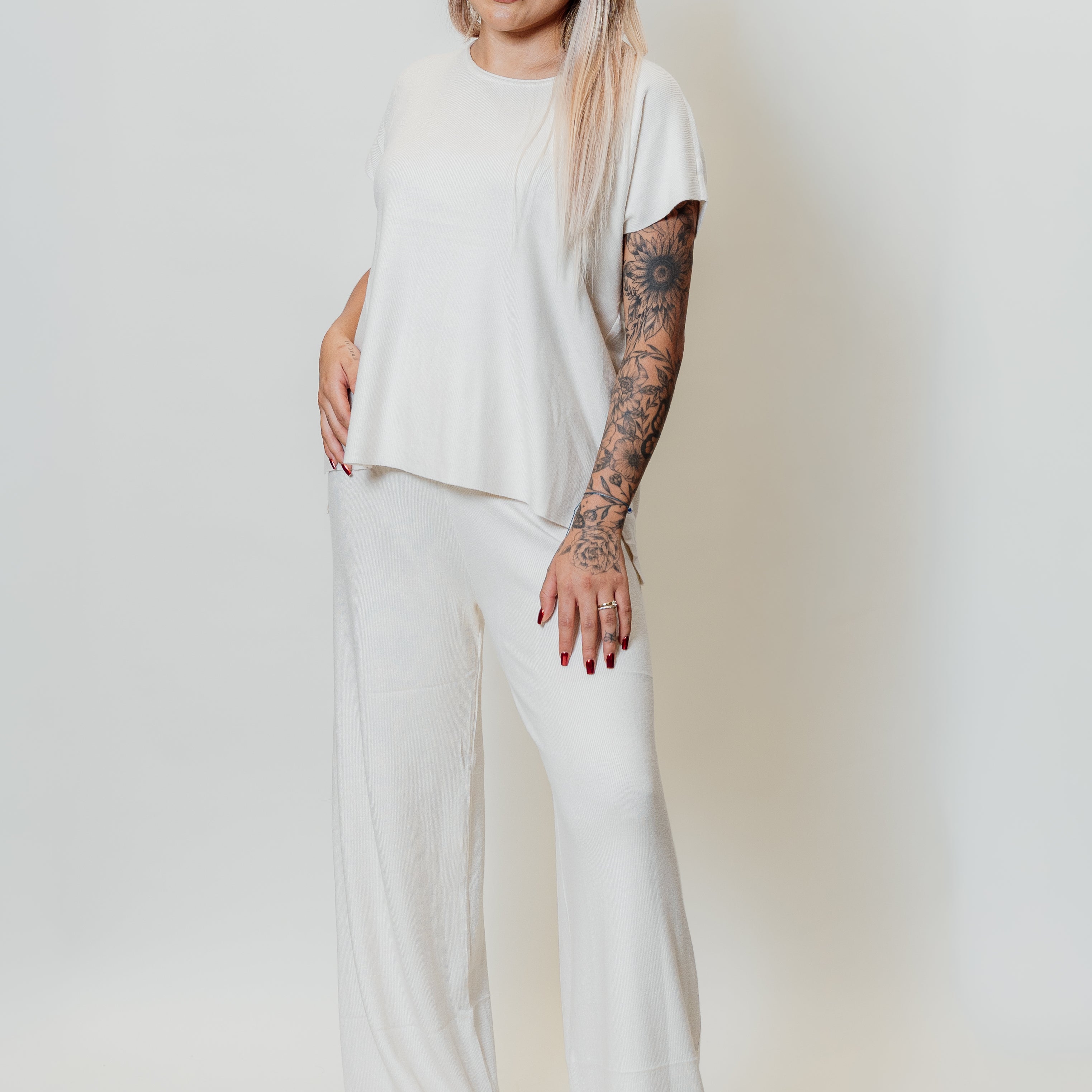 Conjunto comfy manga corta y pantalón palazzo