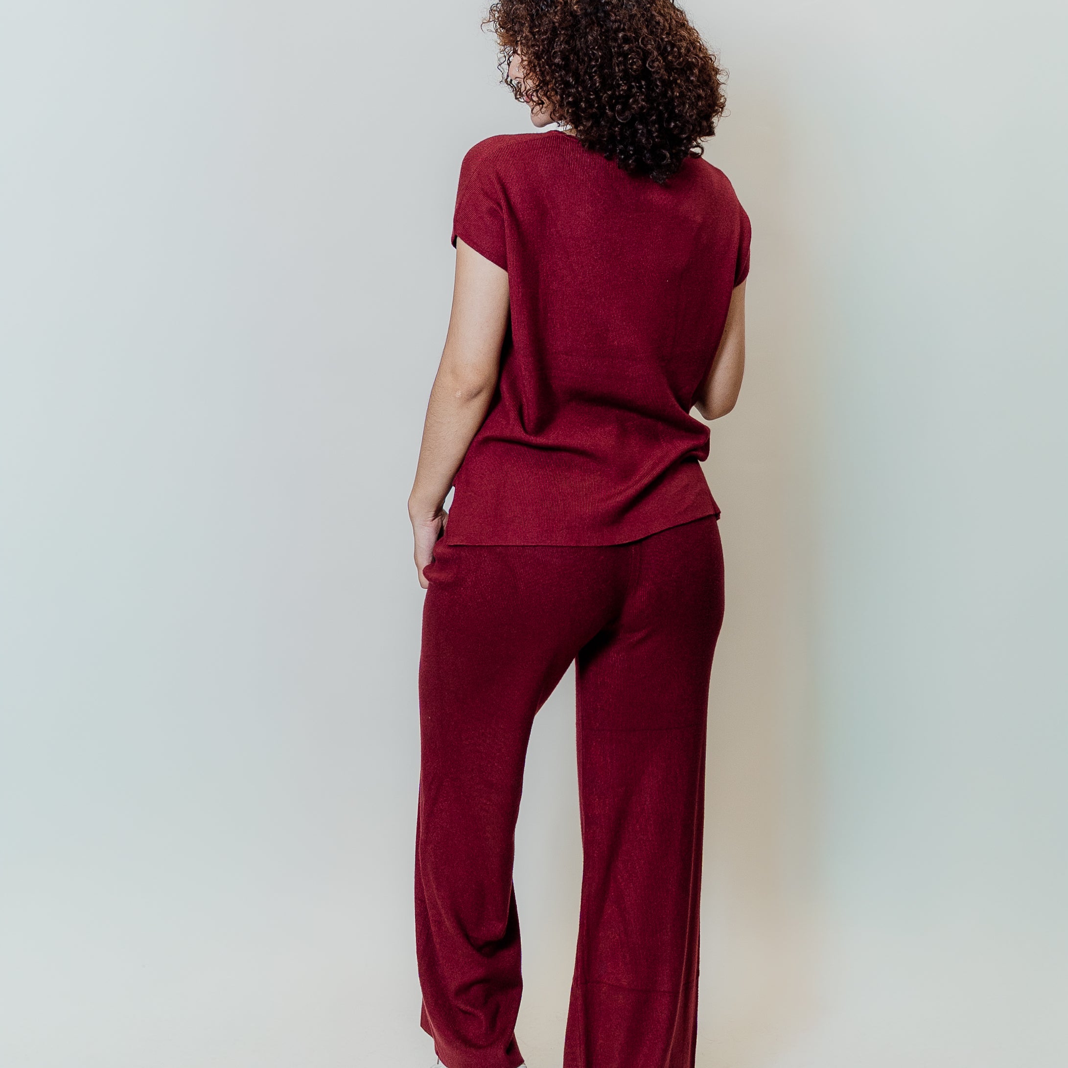 Conjunto comfy manga corta y pantalón palazzo