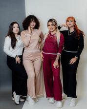 Conjunto de dos piezas con escote V manga larga y palazzo