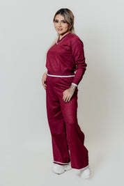 Conjunto de dos piezas con escote V manga larga y palazzo