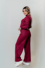 Conjunto de dos piezas con escote V manga larga y palazzo