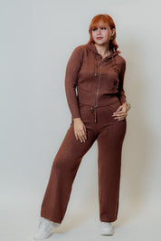 Conjunto de dos piezas con hoodie manga larga y palazzo