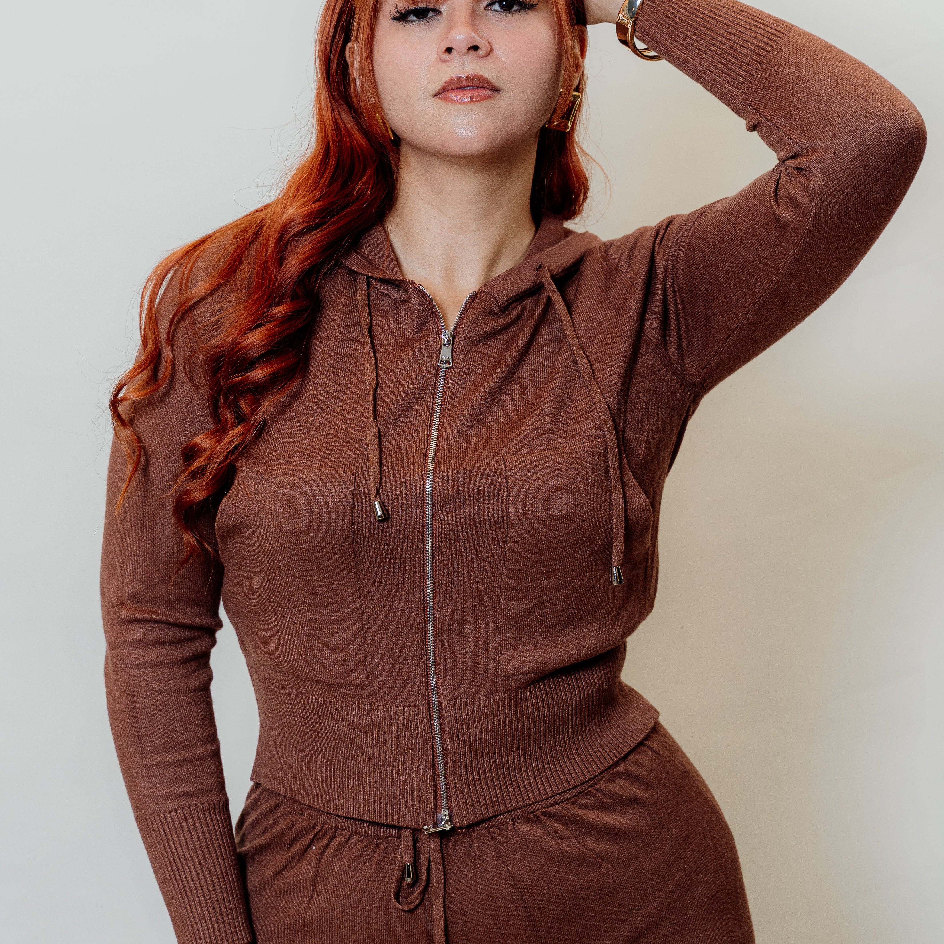 Conjunto de dos piezas con hoodie manga larga y palazzo