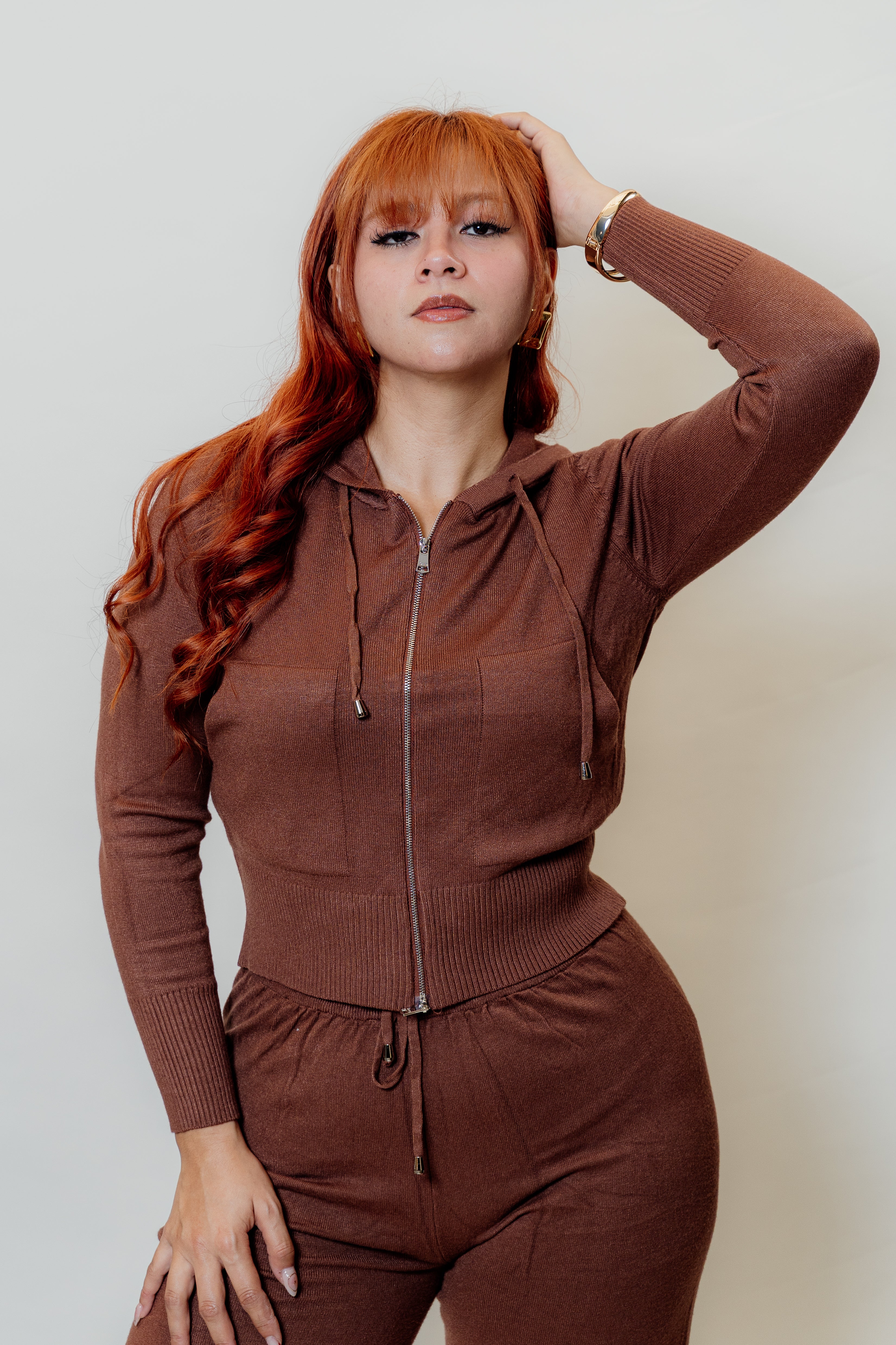 Conjunto de dos piezas con hoodie manga larga y palazzo