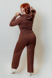 Conjunto de dos piezas con hoodie manga larga y palazzo