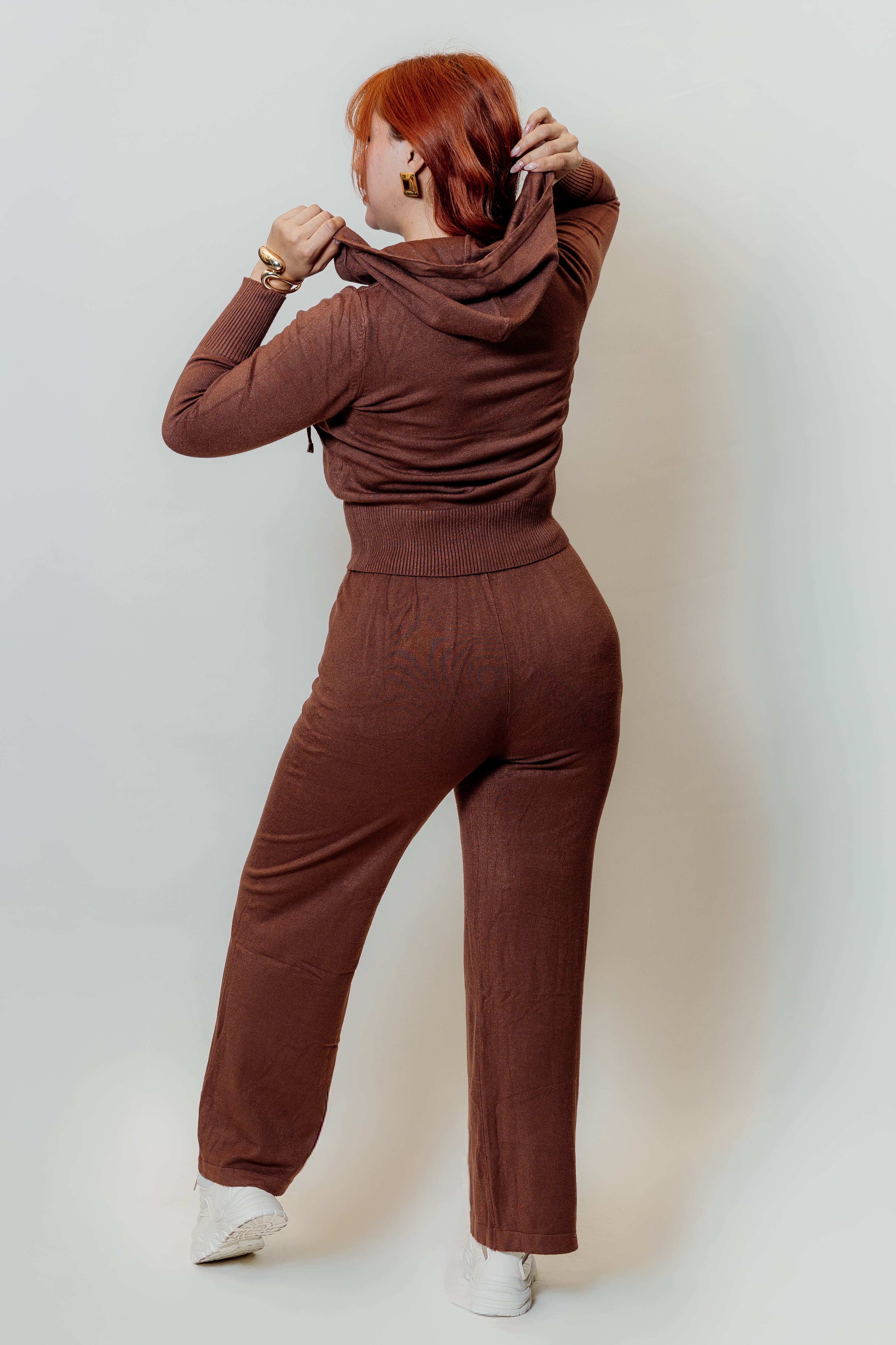 Conjunto de dos piezas con hoodie manga larga y palazzo