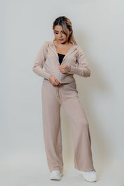 Conjunto de dos piezas con hoodie manga larga y palazzo