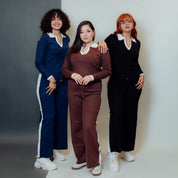 Conjunto de dos piezas cuello tipo polo manga larga