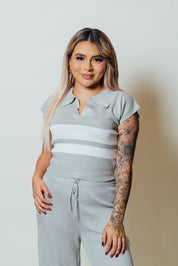 Conjunto dos piezas casual knit para mujer